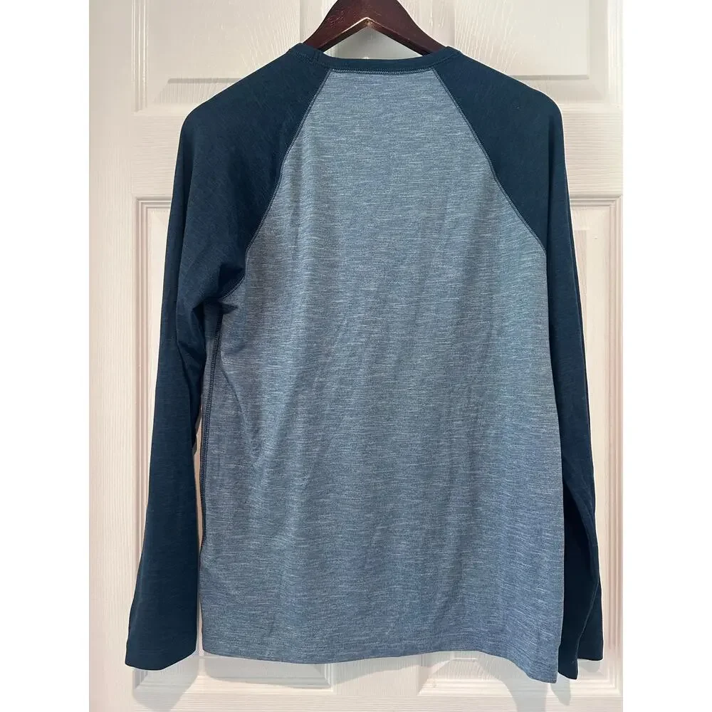 J.Crew Performance Shirt Small Mens Raglan Long Sleeve Blue Tee Athletic Top